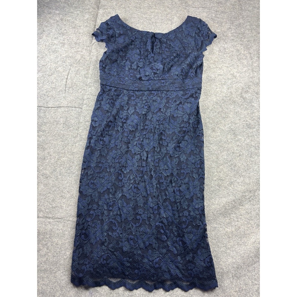 Calvin Klein Womens 10 Navy Stretch Sleeveless Textured Lace Sheath Dress Classy